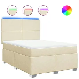 vidaXL Boxspringbett mit Matratze Creme 160x200 cm Stoff