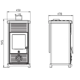 Plamen Kaminofen Maestral N mit Herdplatte braun 6,5 kW