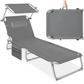 Tectake Chloé Sonnenliege 190 x 68 x 28 cm Grau