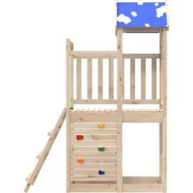 vidaXL Spielturm Braun 110,5 x 52,5 x 215 cm Massives Kiefernholz
