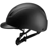 PFIFF 103119 Reithelm ProtectionX, Erwachsenenreihelm, Größenverstellbarer Helm für Erwachsene, mit Belüftunssystem, Schwarz, Größe 55-59cm (M)
