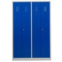 Proregal Garderobenspind Camel 4-Fächer & 2-Schlösser HxBxT 180 x 117 x 50 cm Vorhängeschloss Grau-Blau