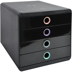 Exacompta 314496D AQUAREL Schubladenbox mit 4 Schubfächern, POP-BOX, für Dokumente A4+ - Farben sortiert