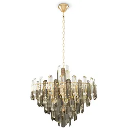 Maytoni Pendelleuchte Flare, 8-flammig, exkl. E14 60W, Goldfarbene Metallbeschläge, ideal für Lobby, Hotel, Restaurant, Theater
