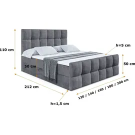 altdecor BOXBETT RICAR-Z - 160 x 200 - H4 - Dunkelgrau