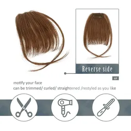 luxuskollektion Echthaar Clip in Pony Mittelbraun Haarverlängerung Fransen