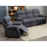 vente-unique Relaxgarnitur 3+1 - Stoff - Anthrazit - TOLZANO
