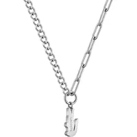 Lacoste Kette mit Anhänger CROCODILE pink/Edelstahl