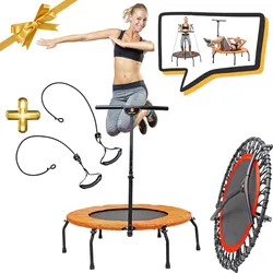 Starflex Pro Fitness Minitrampolin Ø 112 cm Faltbar und Impuls-Elastikbänder 125 CM