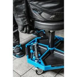 Högert Werkstatthocker Metall/ABS blau höhenverstellbar bis 140 kg mit Rollen