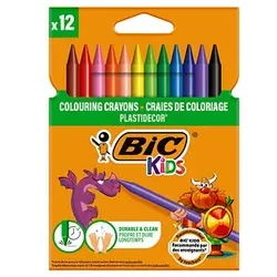 BIC Kids Plastidecor Wachsmalstifte farbsortiert, 12 St.