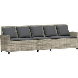 vidaXL Gartensofa mit Kissen Hellgrau Poly Rattan