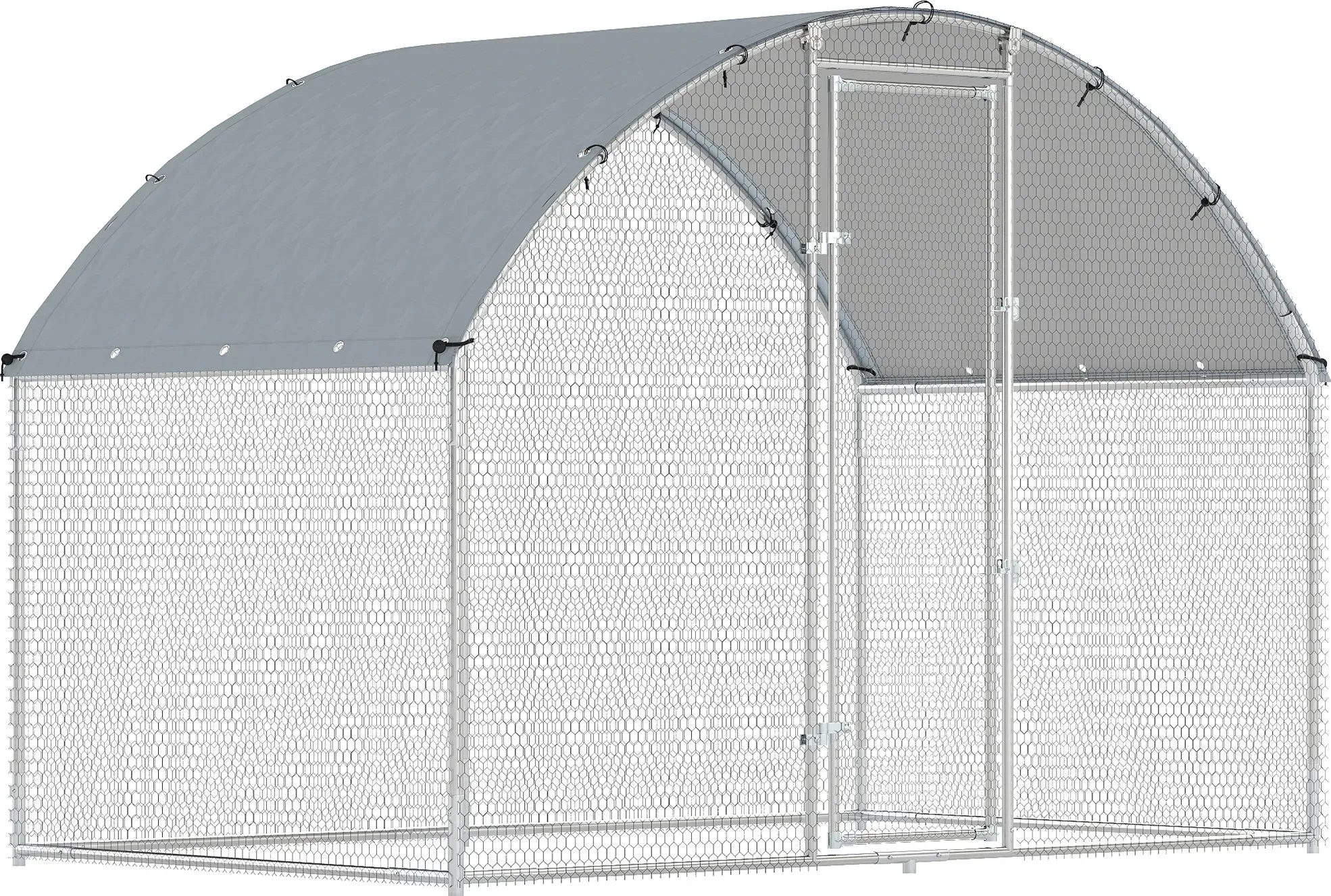 PawHut Hühnergehege für Außen, 2,8x1,7x1,9 m 4,7 m2 Verzinkter Stahl mit wasserdichtem UV-Schutzdach und Schloss, Käfig für 5–8 Hühner, Kleintiere, Kaninchen und Enten   Aosom