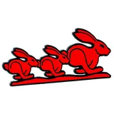 HR Autocomfort Typenschild Triple Bunny 3D Relief Häschen Drei Hasen Familie Rabbit 3er 10 cm rot