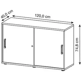 Hammerbacher Schiebetürenschrank V1752S/3/3/RE ahorn 1 Fachboden 120,0 x 40,0 x 74,8 cm