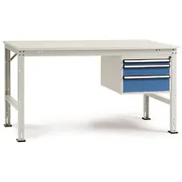 Manuflex Arbeitstisch Kunststoff, Stahl 1500 x 800 mm Lichtgrau
