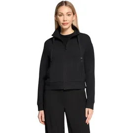 Betty Barclay Sweatjacke BETTY BARCLAY "Damen mit Rippenstruktur", Damen, Gr. 42, schwarz, Sweatware, Obermaterial: 54% Viskose, 40% Polyester, 6% Elasthan, figurumspielend normal, Sweatjacken Sweatjacke