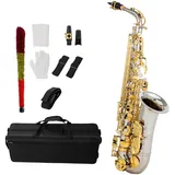 Saxophon Eb Alt Saxophon Students Altsaxophon Altmessing E Flat Sax 802 Schlüsseltyp Holzblasinstrument mit Reinigungsstab Stoffhandschuhe Gurt gepolsterte Tasche