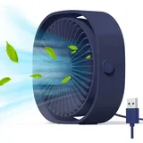 FELIXLEO Mini USB-Ventilator Mini USB Tischventilator 3 Stufen 360 Grad Leise Dunkelblau