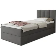 Sofnet Boxspringbett Star Mini Bonell-Matratze - Topper Bettkästen, Jugendzimmer, - 100 x 200 - Dunkelgrau, Textil, H3, Rechteckig, 100x200 cm, Schlafzimmer, Betten, Boxspringbetten