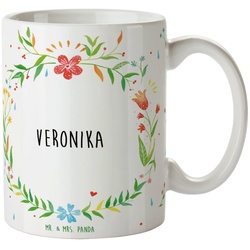 Mr. & Mrs. Panda Tasse Veronika – Geschenk, Tasse, Teetasse, Kaffeetasse, Keramiktasse, Büro, Keramik