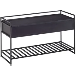 KADIMA DESIGN Flurbank SILLARO: Holz-Metall-Mix, hochklappbare Sitzfläche, 90x52x38 cm, Schuh-Aufbewahrung, 200 kg Belastung.