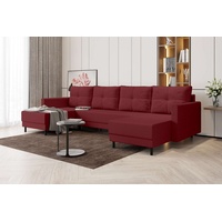 99rooms Wohnlandschaft Selena, U-Form, Eckcouch, Sofa, Sitzkomfort, mit Bettfunktion, mit Bettkasten, Modern Design rot