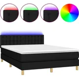 vidaXL Boxspringbett mit Matratze & LED Schwarz 140x200 cm Stoff