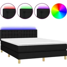 vidaXL Boxspringbett mit Matratze & LED Schwarz 140x200 cm Stoff