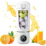Kabelloser Mini-Mixer mit 700ml – Tragbarer Smoothie-Maker mit 12 Edelstahlklingen, Type-C, Digitalanzeige, Weiß - Weiß