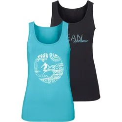 Tanktop, (Packung, 2er-Pack), mit unterschiedlichen Drucken, Gr. 36, schwarz, türkis, , 334161-36