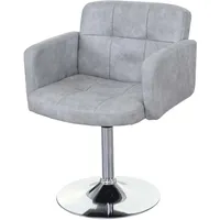 Mendler Esszimmerstuhl Orlando, Drehstuhl Stuhl, Wildlederimitat Chrom vintage grau