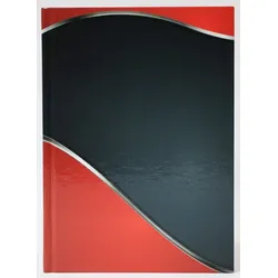ADINA Notizbuch A4 fester Deckel liniert schwarz rotes Muster