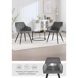Woltu Esszimmerstuhl Samt dunkelgrau 4er Set