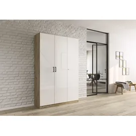 Rauch MINOSA Mehrzweckschrank 136 x 210 x 41 cm Eiche Artisan/Hochglanz Weiß/Graufmetallic
