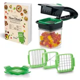 Genius Nicer Dicer Quick | 8 Teile | Gemüseschneider | Scheibenschneider | Würfelschneider | Stifteschneider | Rezeptbuch NEU (Grün)