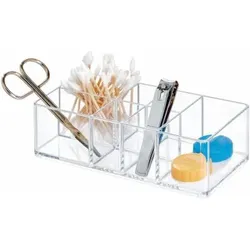 iDesign Medikamentenbox für Bad und Medizinschrank, kleine Medizinbox aus Kunststoff, übersichtliche Medikamenten Aufbewahrung mit 7 Fächern, durchsichtig