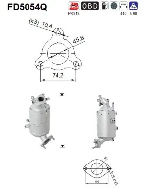 AS Ruß-/Partikelfilter, Abgasanlage Abganlage fd5054q für KIA