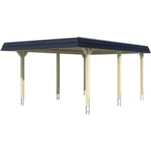 SKANHOLZ Carport Wendland 4,09 x 6,28 m weiß mit Aluminiumdach inkl. Pfostenanker