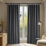 Deconovo Blickdichte Gardinen mit Schlaufen Thermogardinen Thermovorhang Kälteschutz Thermo gegen Kälte Thermogardine Hitzeschutz, 260x140 cm(HöhexBreite), Dunkelgrau, 2er Set