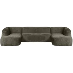 Sofa Sloping U-Form aus Struktursamt, Frost