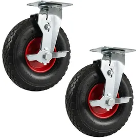 Relaxdays Lenkrolle mit Bremse 3.00-4 2er Set 120 kg