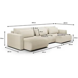 Fun Möbel Wohnlandschaft Sofa mit Schlaffunktion CHAIRA Stoff Curio Senfgelb
