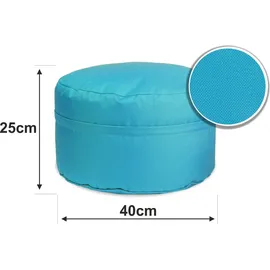 sunnypillow Sitzsack - Hocker rund 25 x 45 cm Indoor - Outdoor Runder Sitzpouf mit abnehmbarem Bezug Sitzbank, Sitzhocker, Bodenkissen Bean Bag Puf... - Blau