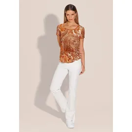 Madeleine Sommerliches Shirt mit Alloverprint", in cognac wollweiß), | Gr.: 42,