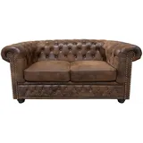 Riess-Ambiente 2er Sofa CHESTERFIELD - 150cm antik braun mit Knopfheftung und Federkern