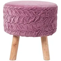 Homescapes Lyla Plissee-Hocker Mauve, 41x40 cm, Samt-Hocker, rund, Hocker,