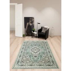Teppich »Oriental«, rechteckig, Orient-Optik, mit Bordüre, Teppich, Kurzflor, Weich, Pflegeleicht, 22281853-2 grün 7 mm