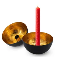 Spetebo Metall Kerzenhalter 13 cm schwarz matt / Tisch Deko Kerzen Halter Lichtschale marokkanisch