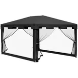 Pavillon Partyzelt 4 X 3 M Gartenpavillon Mit Netz-seitenwänden Für Balkon Terrasse, Metall Pe Dunkelgrau, Ideal Für Feste & Veranstaltungen